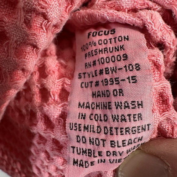 Focus Women's Large Casual Life Jacket Pink Waffle Texture Button Up Bohemian - Picture 7 of 11